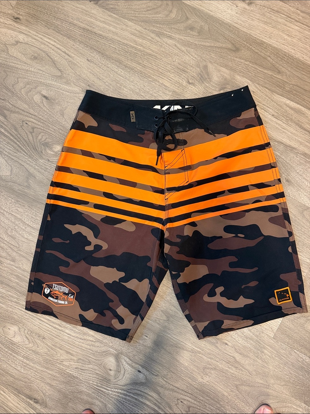 Dakine Orange and Brown Camo Men’s Swim Boardshorts